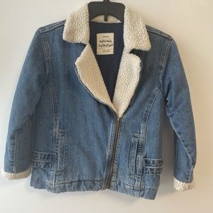 Zara Kids Girls Jean Trucker Jacket With Faux Shearling And padded Inside